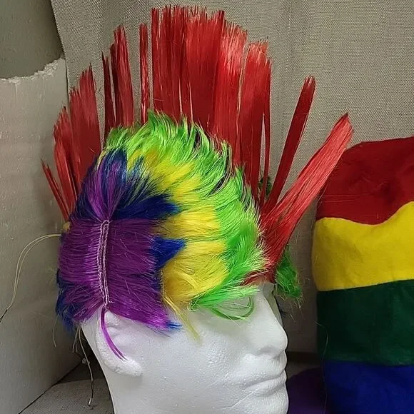Rainbow color accessories.Hat, wigs, lashes, nose, teeth PRIDE, PARADE FUN - Picture 6 of 6